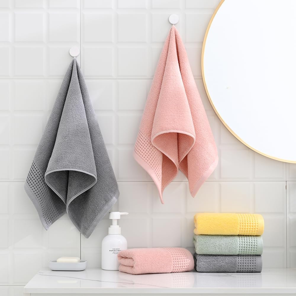 sense gnosis Toallas de mano grises de gofre y rizo para baño, secado rápido, sin pelusas, delgadas, estilo clásico, suaves y absorbentes, toallas
