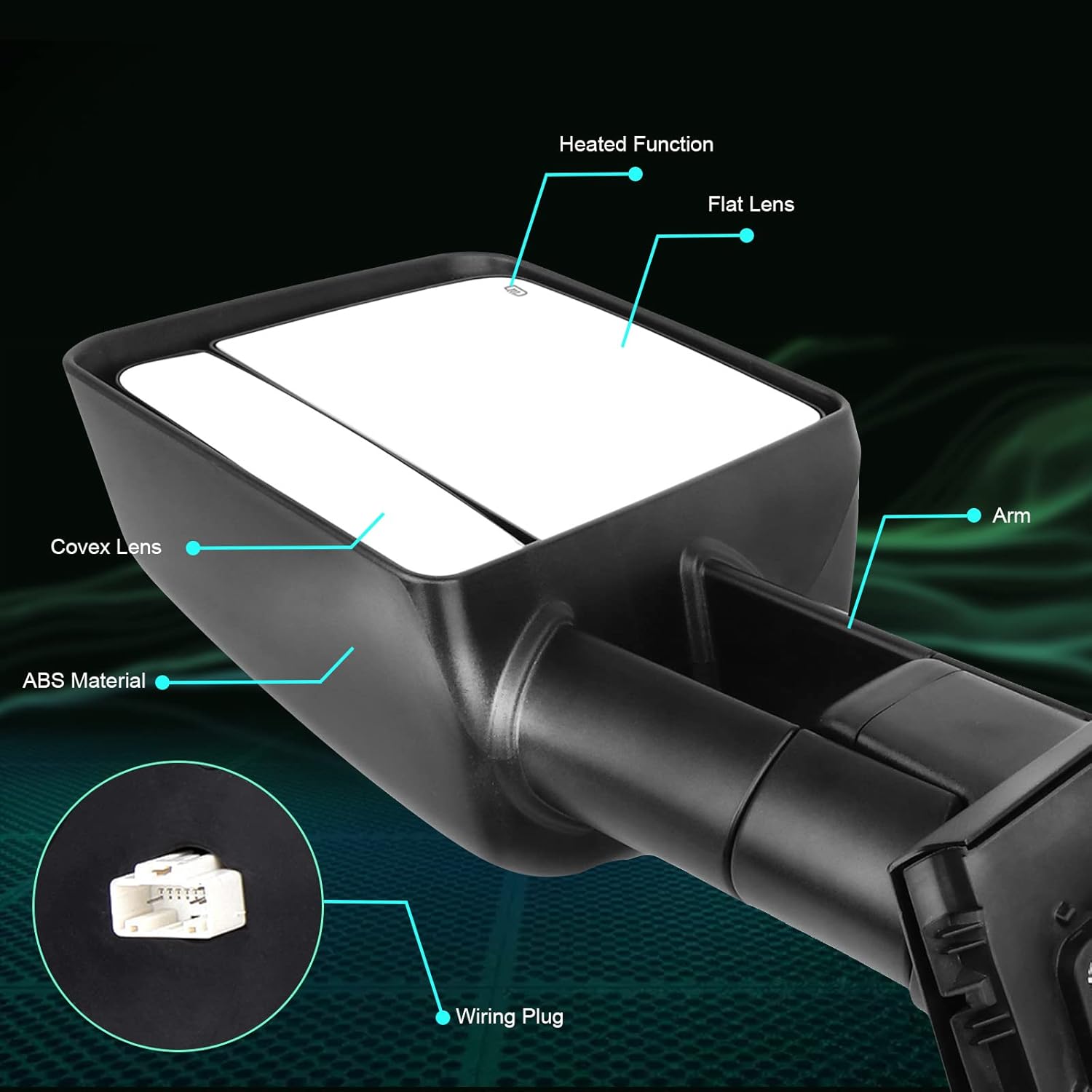 SCITOO Espejos de remolque aptos para Toyota 2007-2017 para Tundra 2008-2017 para Toyota para Sequoia con control de potencia, señal de giro