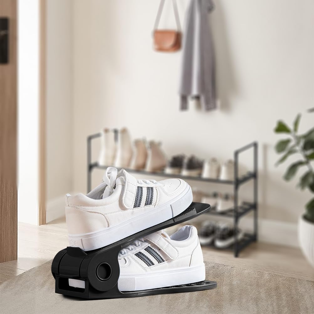 Organizador de ranuras para zapatos para Clost  Doble cubierta, no requiere montaje, apilador de zapatos para un par de zapatos, soporte ajustable