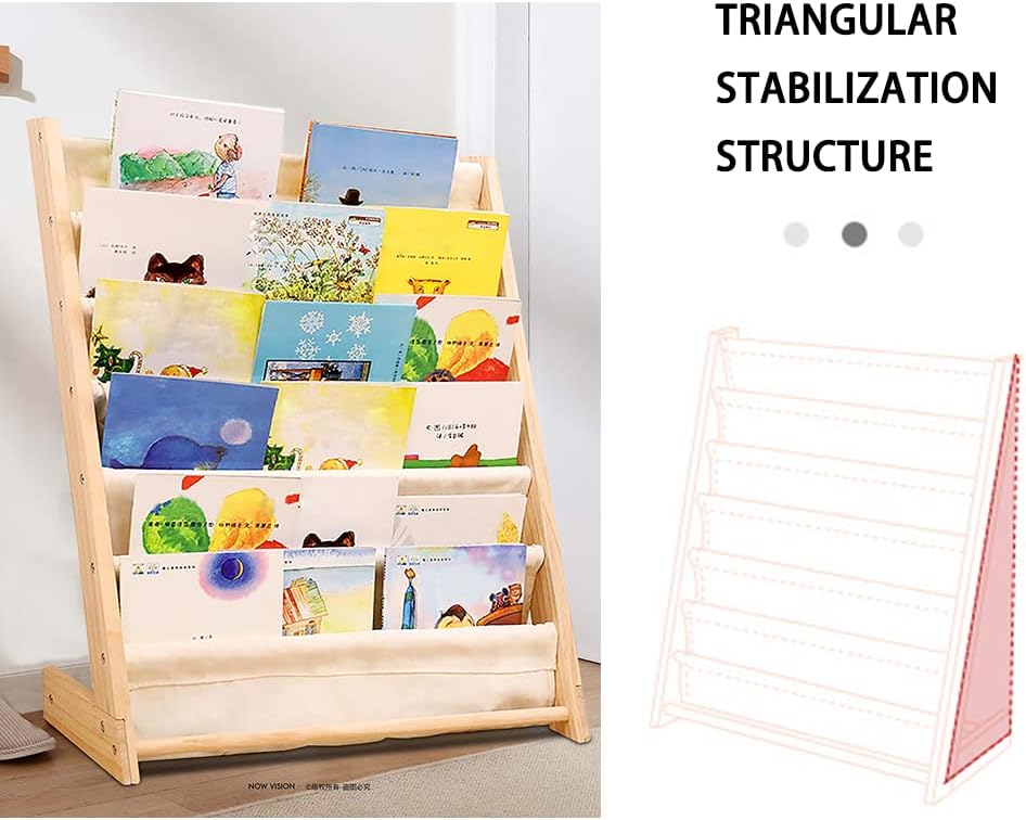 Fetcoi Estantería para niños, organizador de estantería para niños, 6 eslingas para dormitorio, sala de juegos, almacenamiento de juguetes, 29.5 x