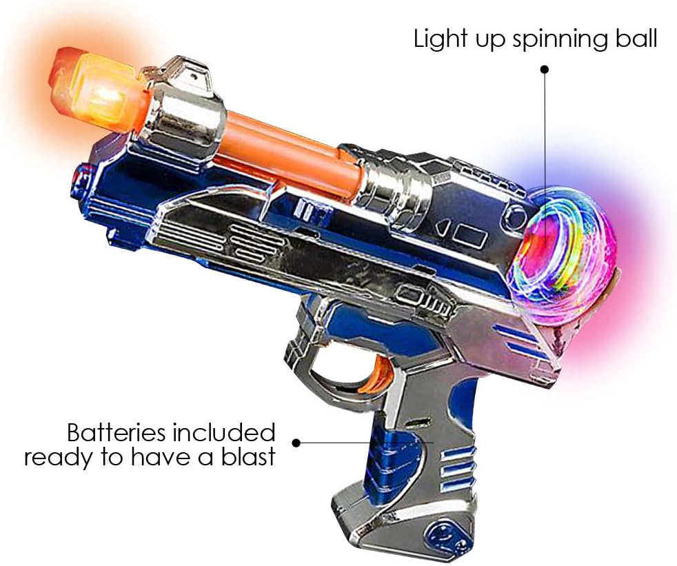 ArtCreativity Super Spinning Space Blaster – Juego de pistola de juguete con LED intermitentes y efectos de sonido, juego de 2, pistolas de juguete
