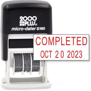Cosco 2000 Plus – Sello de oficina de goma autoentintado con frase y fecha completadas, tinta roja (Micro-Dater 160), banda de 12 años Cosco 2000 Plus – Sello de oficina de goma autoentintado con frase y fecha completadas, tinta roja (Micro-Dater 160), banda de 12 años