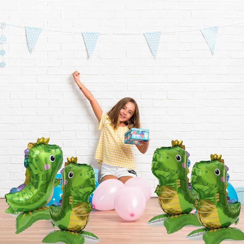 Globo de dinosaurio de dragón de tanystropheus de pie verde 3D para niños, tema del mundo de animales de la selva, inflable, decoración de globos de