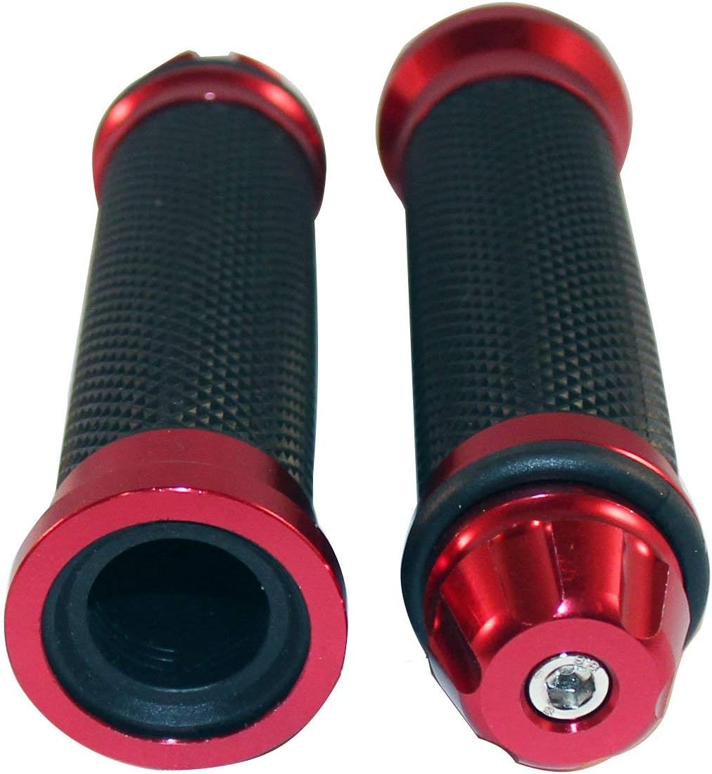 Puños de gel para manillar negro con tapas de extremo CNC rojas compatibles para Kawasaki Ninja ZX6R 2007
