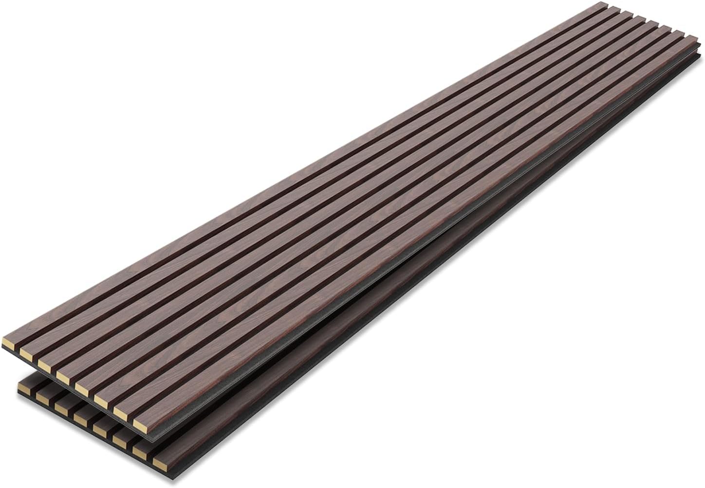 Paneles acústicos con lamas de madera, paquete de 2, 94.5″ x 11″ x 5164″ cada uno, de piso a techo, panel de madera para pared, para decoración de