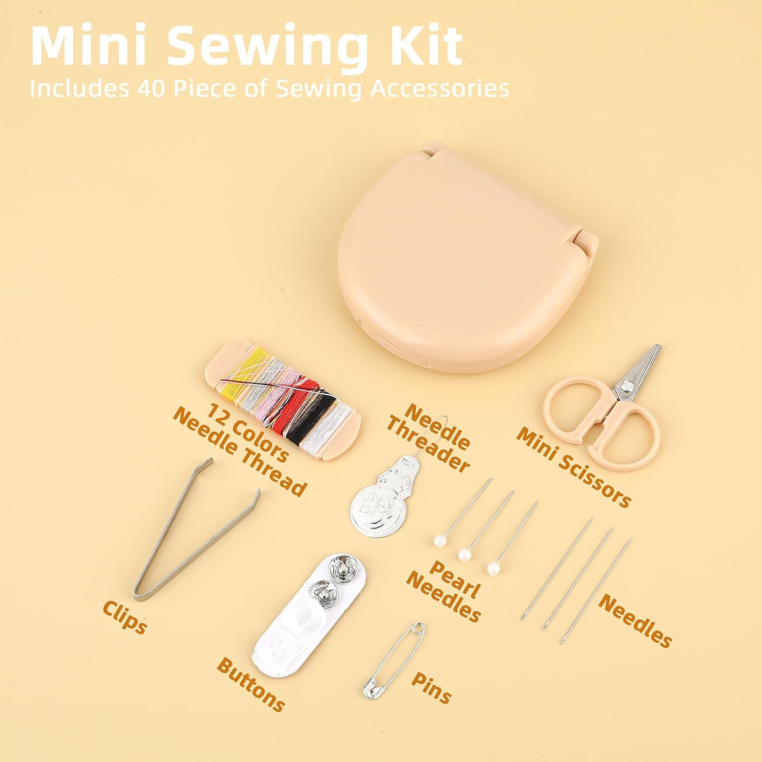Cobee Paquete de 2 mini kit de costura de viaje, kit de costura portátil con estuche plegable para uso diario en el hogar, viajes, kit de reparación
