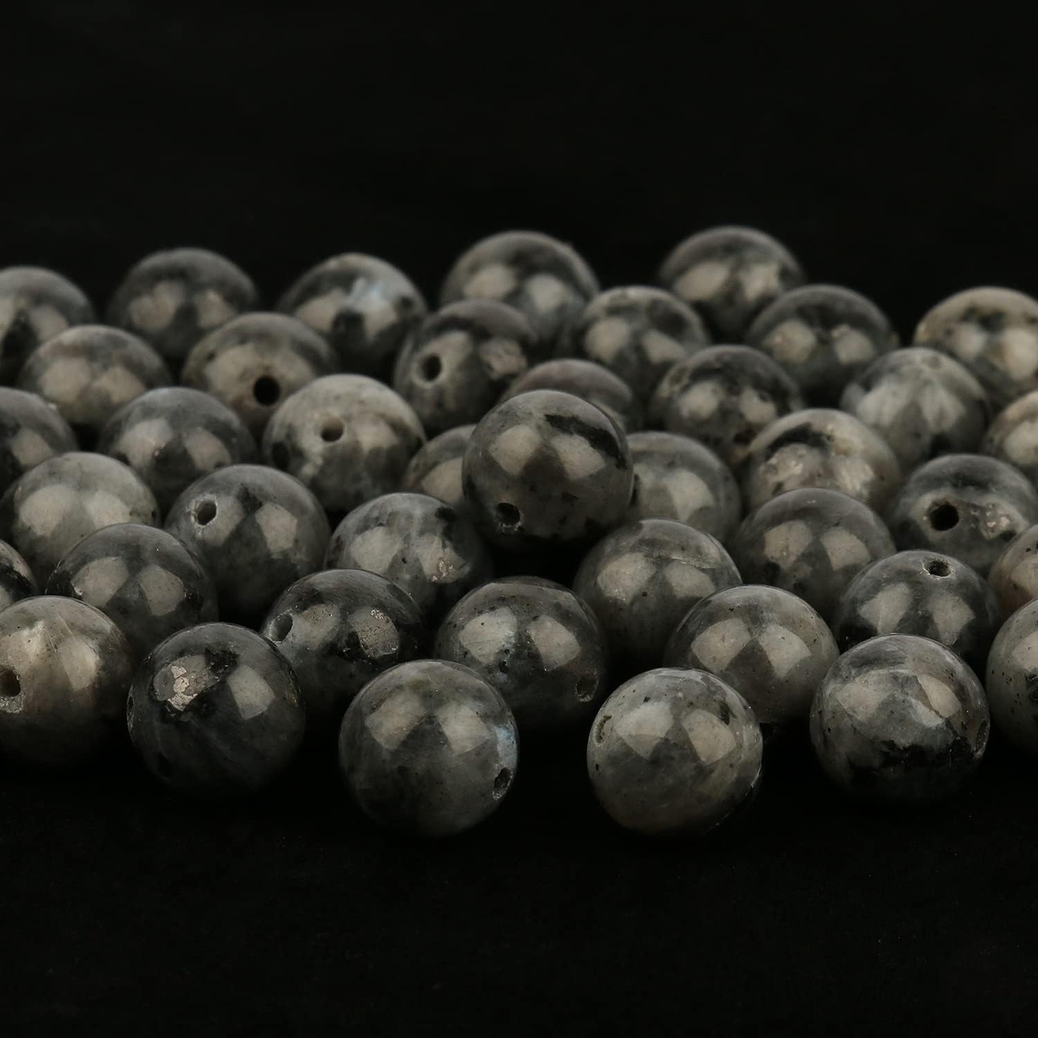 100 cuentas redondas de 0.315in de piedra de flash negro natural para hacer joyas, collares de bricolaje (piedra flash negra de 0.315in, 100