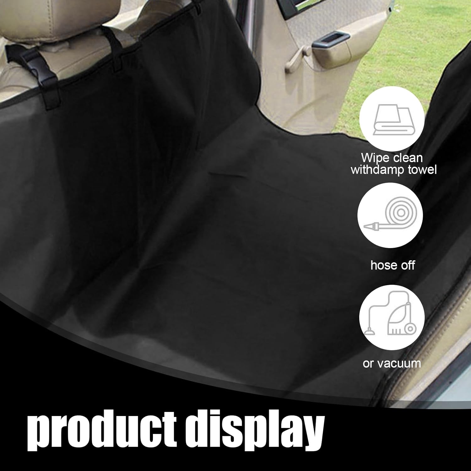 1 funda de asiento trasero de automóvil para perros, 53.1 x 53.1 pulgadas, impermeable, suave, tela Oxford con tira de encuadernación, protector