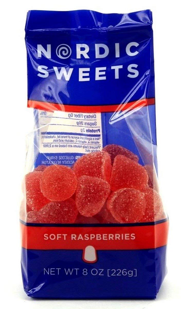 Nordic Sweets Soft Raspberries Gummy Candy – Bolsa de 8 oz (226 g), fabricada en Suecia