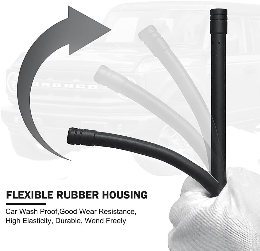 PYGHAP Elegante antena de radio AM FM de 6 pulgadas, compatible con antena de goma flexible Ford Bronco Sport, antena de varilla a prueba de lavado