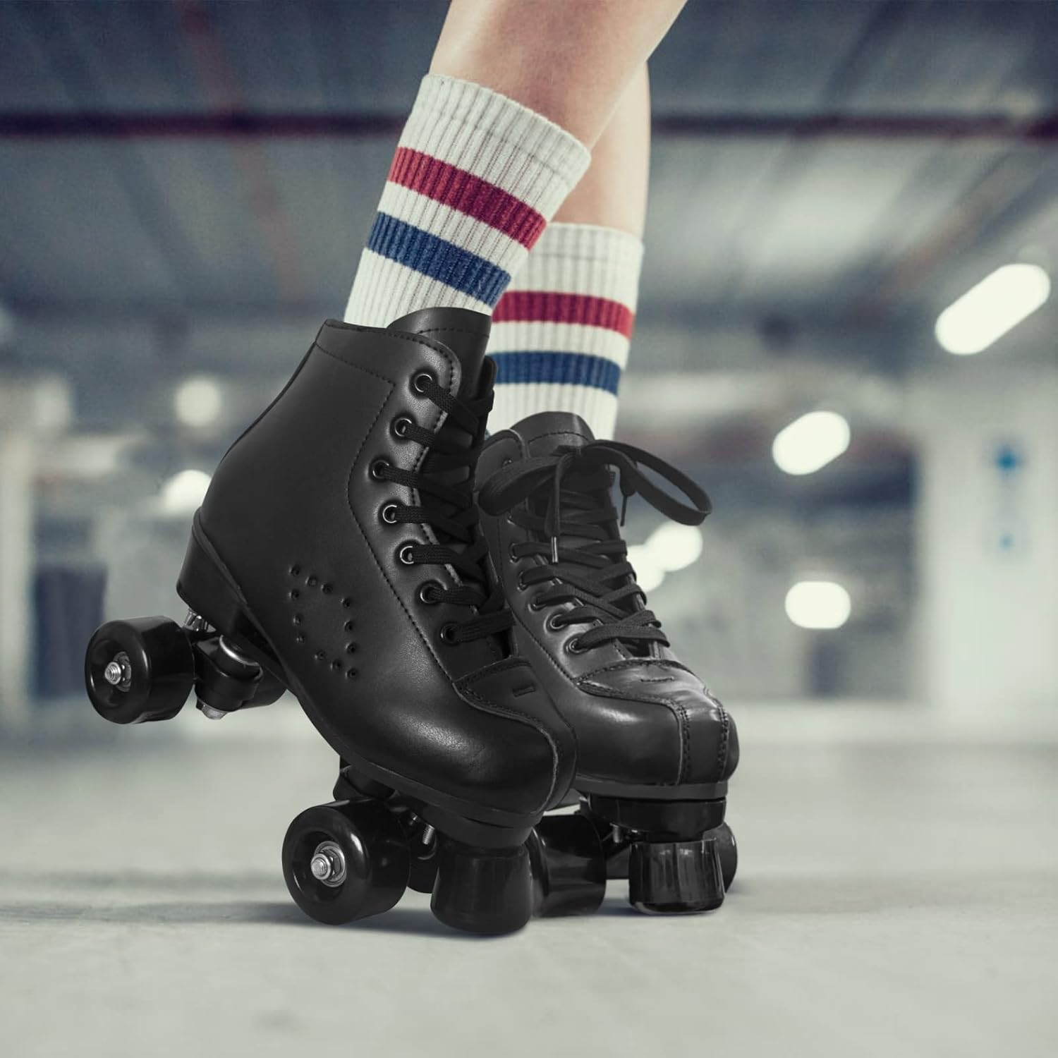 Nattork Patines de ruedas para mujer con ruedas iluminadas, patines retro unisex para exteriores e interiores, patines de doble fila con purpurina