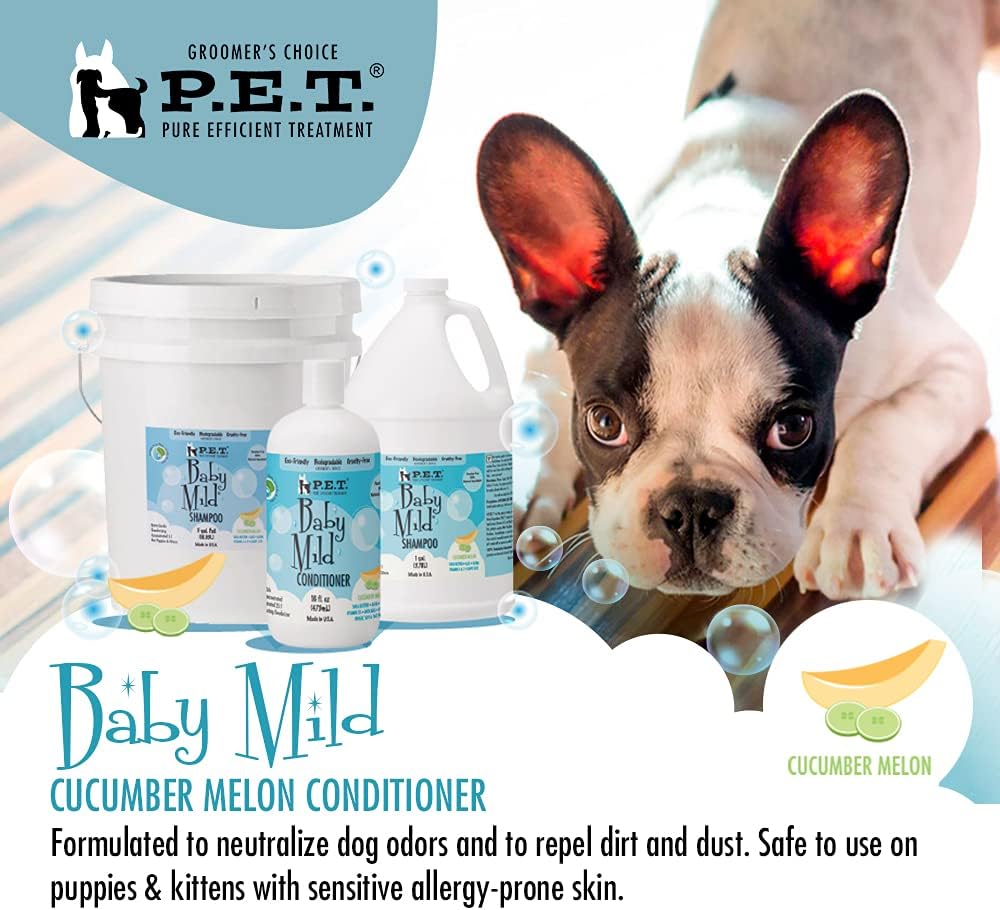 P.E.T. Pure Efficient Treatment Baby Mild – Acondicionador de melón de pepino para cachorros y gatitos, 16 onzas líquidas, ecológico, sin parabenos