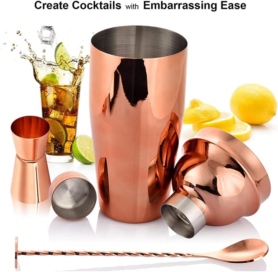 Cocktail Shaker Set, Bartender Kit, 6 Piece 25 Oz Shaker Set with Measuring Jigger – Built-in Bartender Strainer