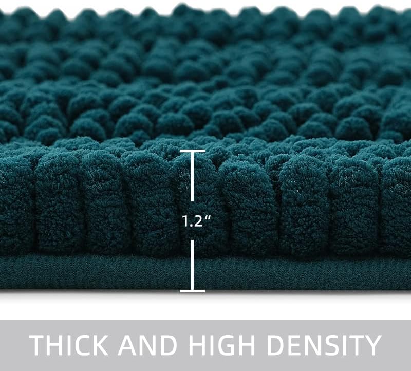 Tapetes de felpilla gruesa y suave para baño, tapetes de ducha y puerta antideslizantes ultra absorbentes (cian, 16×24 pulgadas)