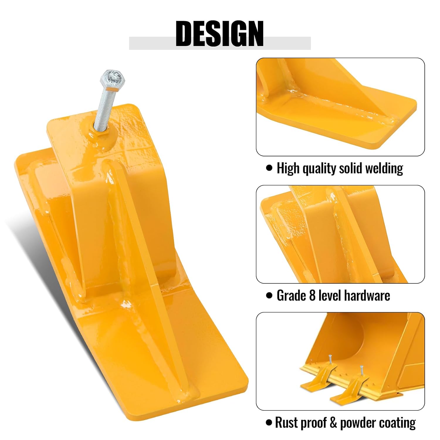 2 protectores de cubo de tractor, protector de borde de esquí, dispositivo antideslizante para eliminación de hojas de nieve, grava, amarillo