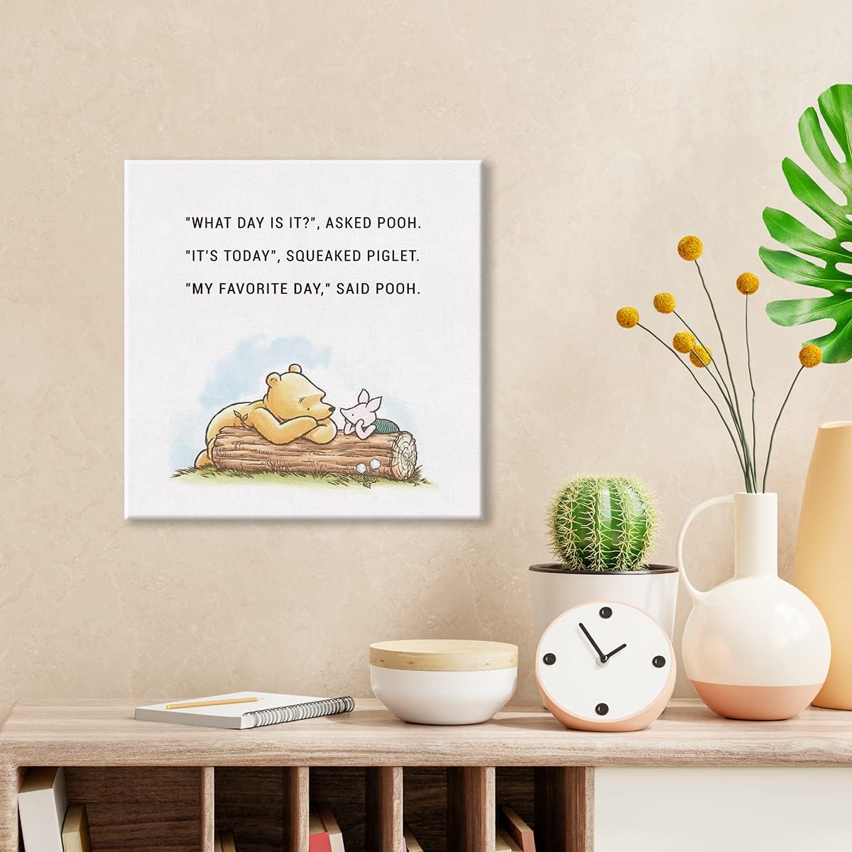 Lienzo decorativo clásico de Winnie the Pooh con frase en inglés What Day is It My Favorite Day (What Day is It My Favorite Day)