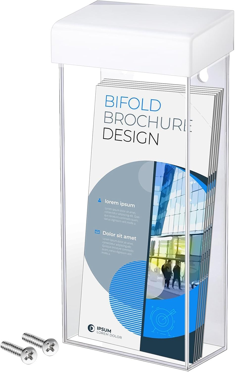 Soporte para folletos al aire libre, 4 x 9 pulgadas, impermeable, para montaje en pared, con tapa blanca, soporte transparente para folletos con