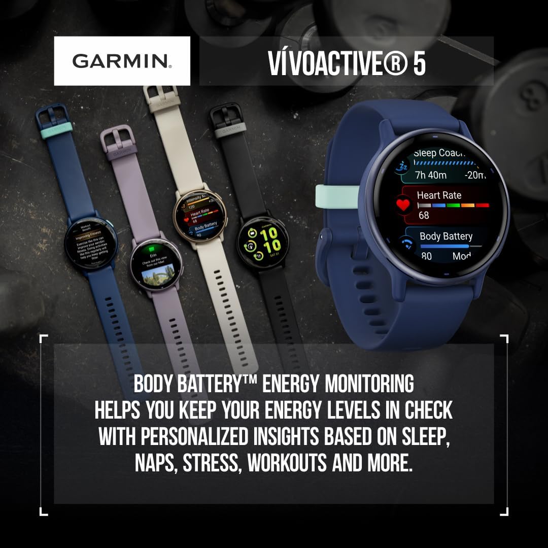 Wearable4U – Garmin Vivoactive 5 Fitness GPS Smartwatch, pantalla AMOLED de 1.2 pulgadas, hasta 11 días de batería, bisel de aluminio de orquídea