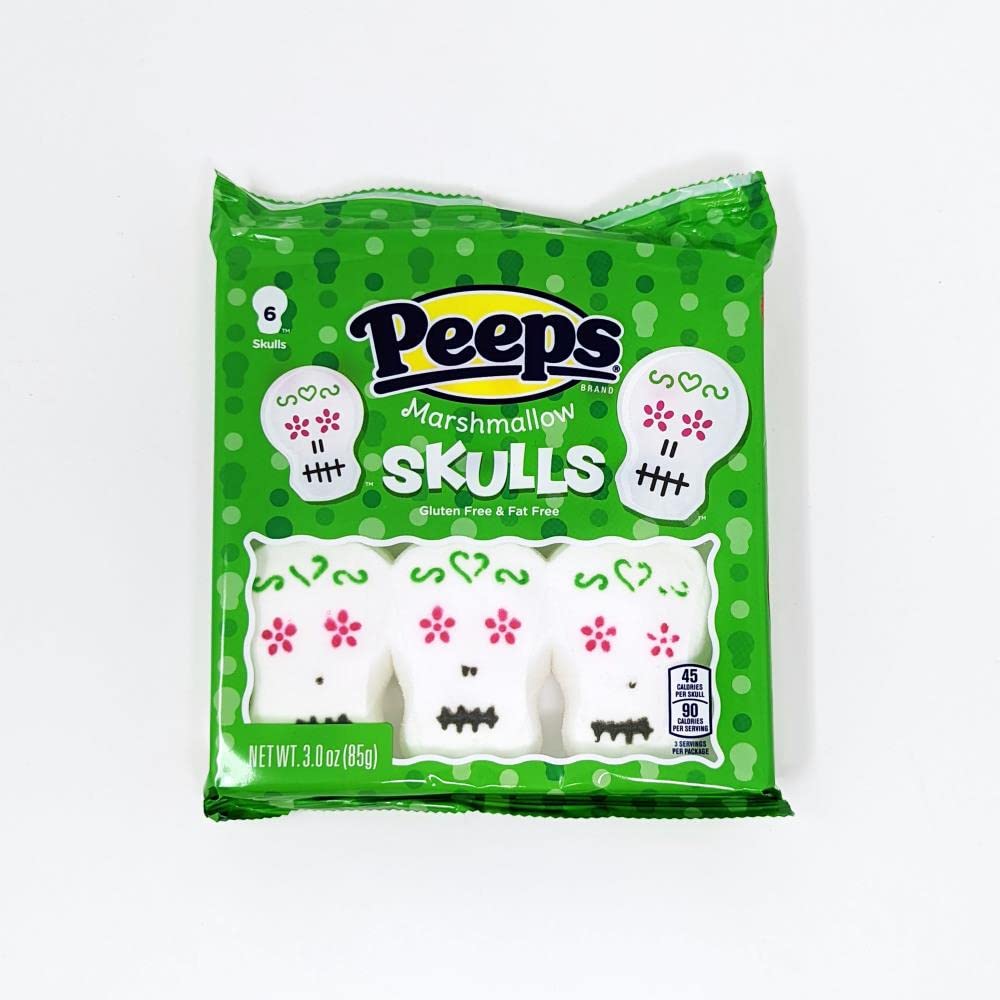Peeps Malvavisco, calaveras, 3 oz – Paquete de 3, blanco