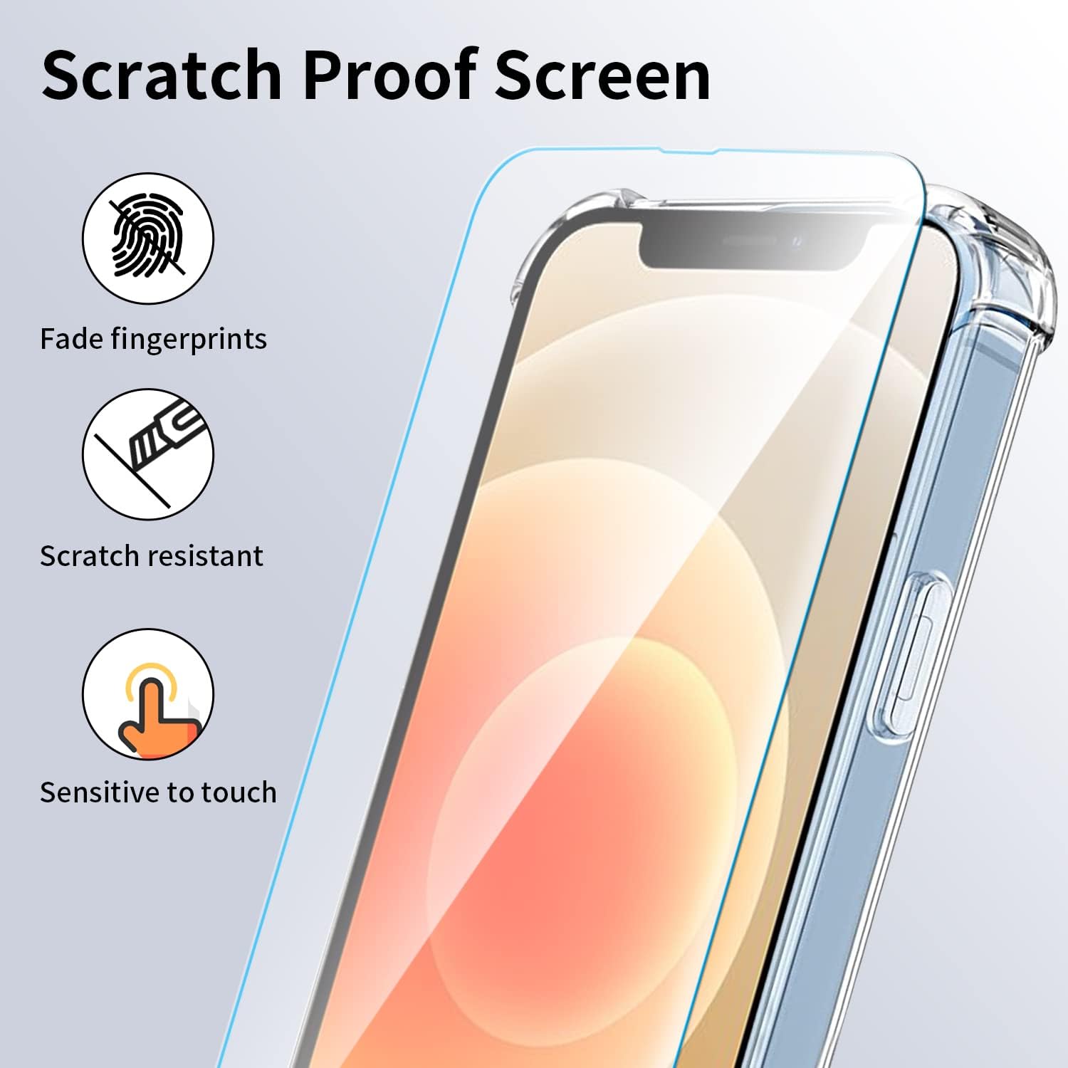 FOQENCCI Funda de teléfono para iPhone 13 Pro Max con 2 protectores de pantalla, transparente, antiamarilleo, resistente a los arañazos,