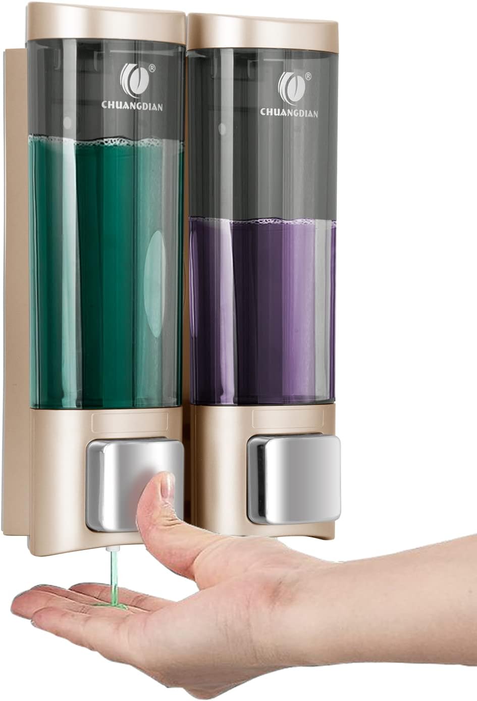 Dispensador de jabón de ducha, dispensador de champú y acondicionador para ducha, dispensador de jabón montado en la pared, 2 x 6.8 fl oz, loción de