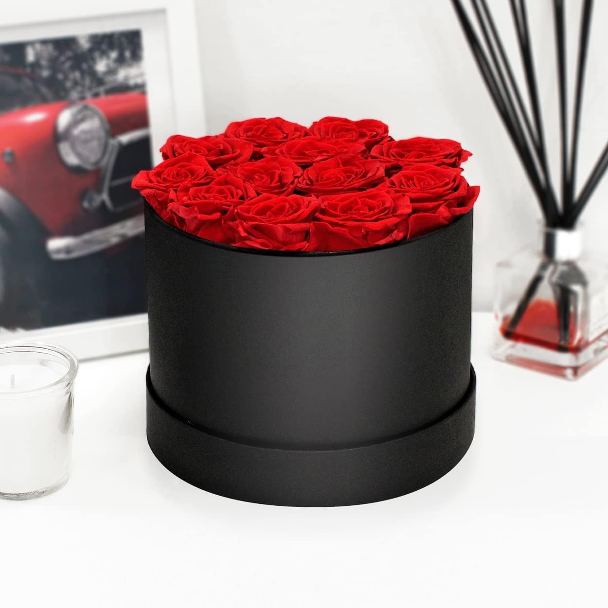 Tovotum Rosas preservadas para siempre en una caja, rosas 100% reales que duran hasta 3 años, flores preservadas para entrega de cumpleaños, regalos