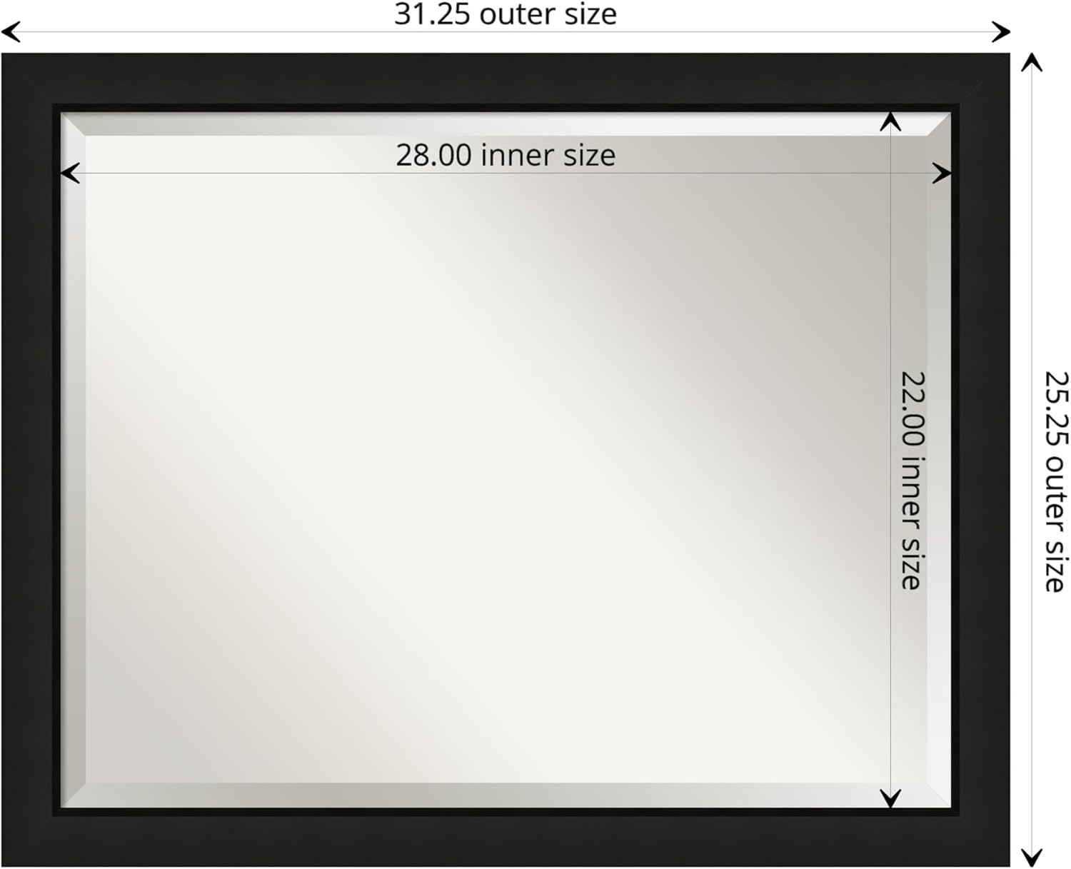 Amanti Art Espejo de pared, espejo de marco de madera estrecho negro medianoche para decoración de pared o uso como espejo de baño para sobre el