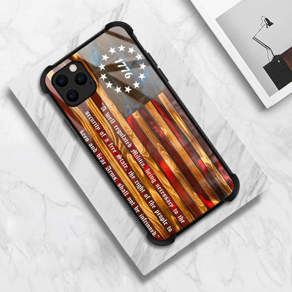 TnXee Funda compatible con iPhone 13 Mini, Betsy Ross de 13 estrellas de madera con diseño de patrón 1776 para iPhone 13 Mini, fundas para hombres y