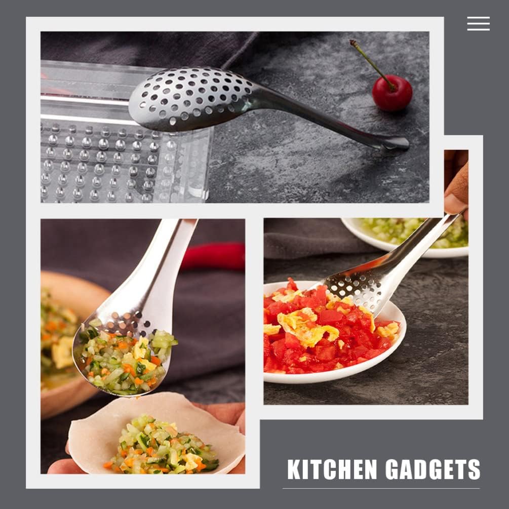 Gadpiparty 6 cucharas de esferificación de acero inoxidable para caviar pequeñas cucharas ranuradas para sacar aceitunas alcaparras para tarro de