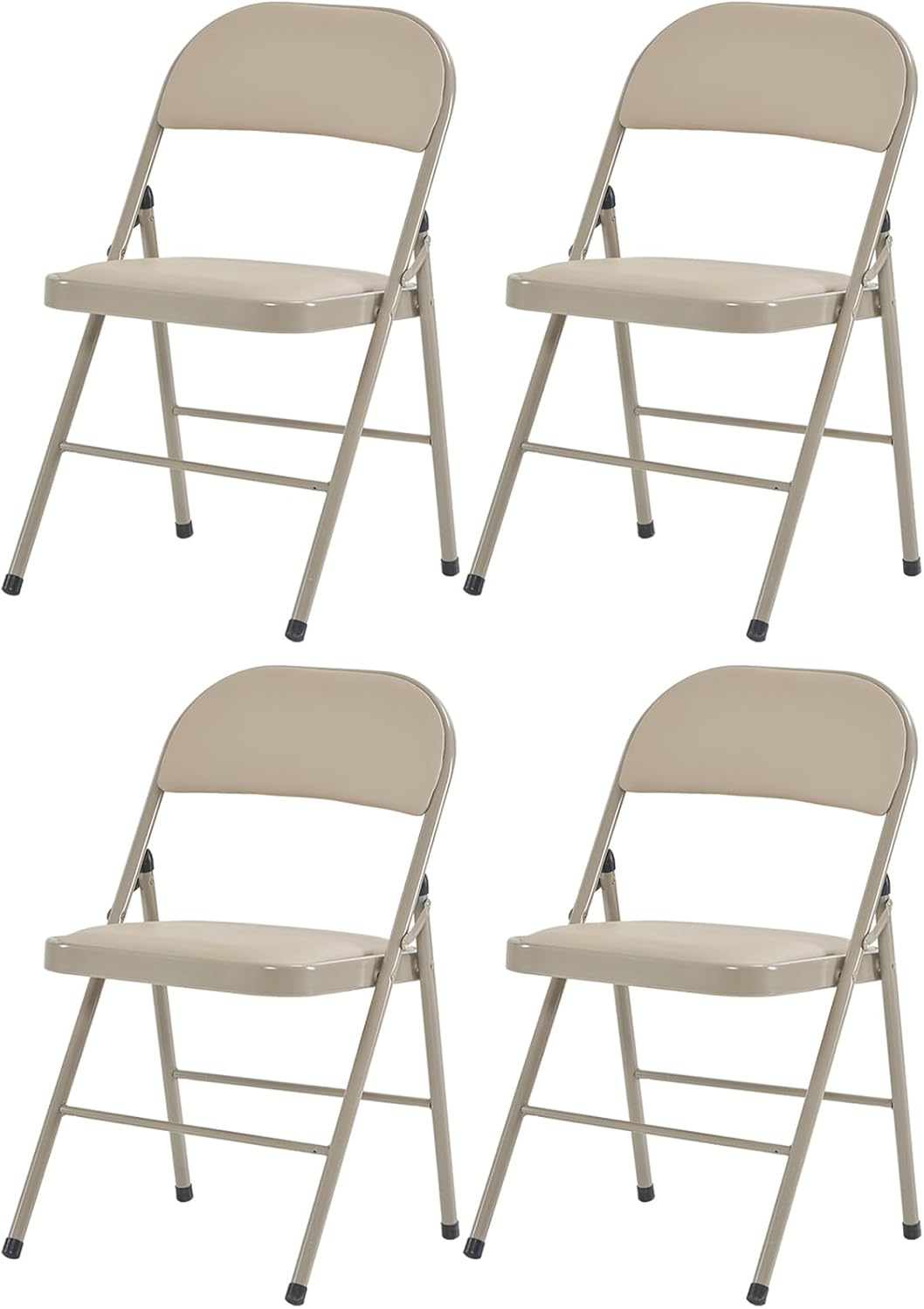 Paquete de 4 elegantes sillas plegables con asientos acolchados, sillas plegables comerciales apilables portátiles con marco de acero para el hogar,