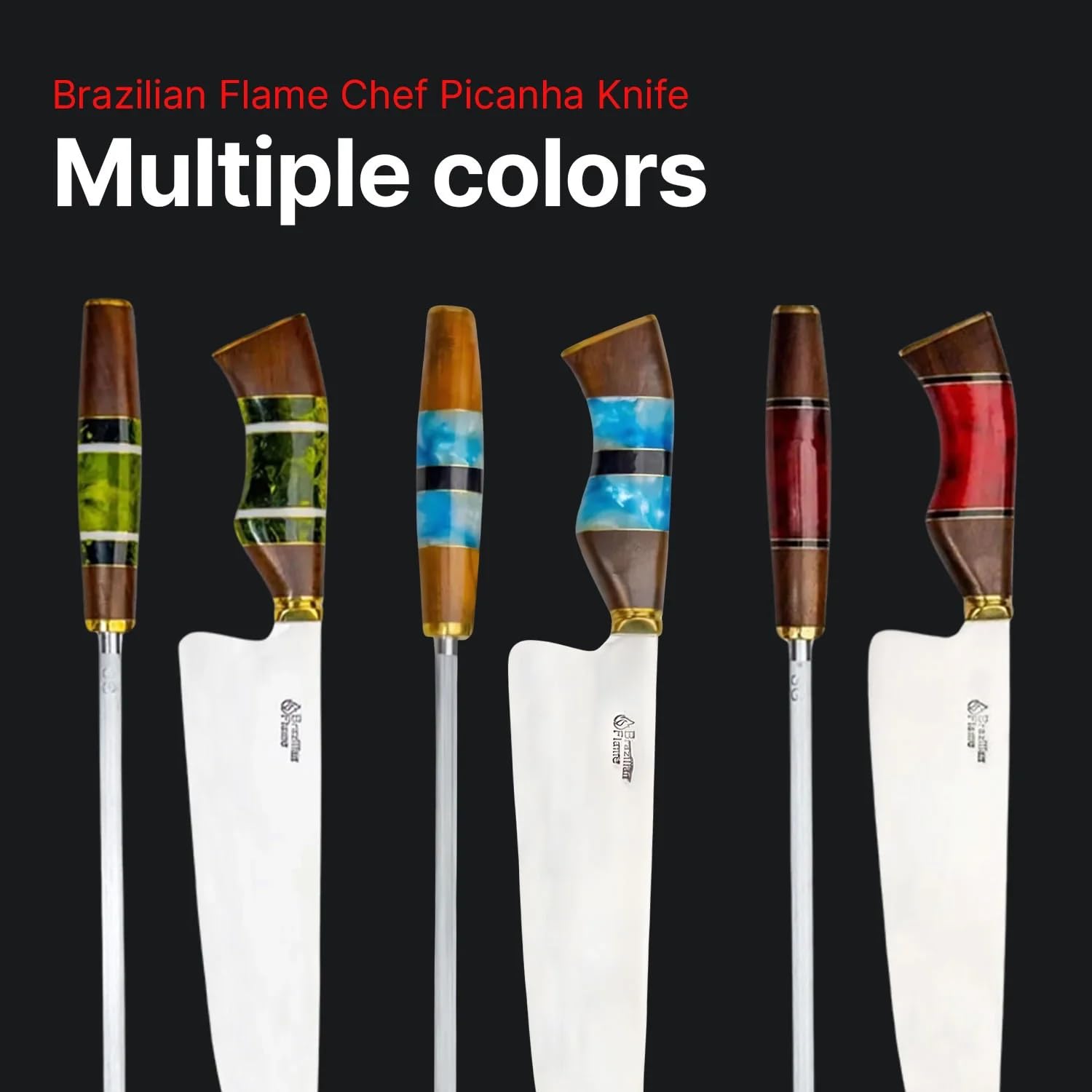 Chef Picanha – Juego de cuchillos de acero inoxidable de 10 pulgadas con afilador, color verde