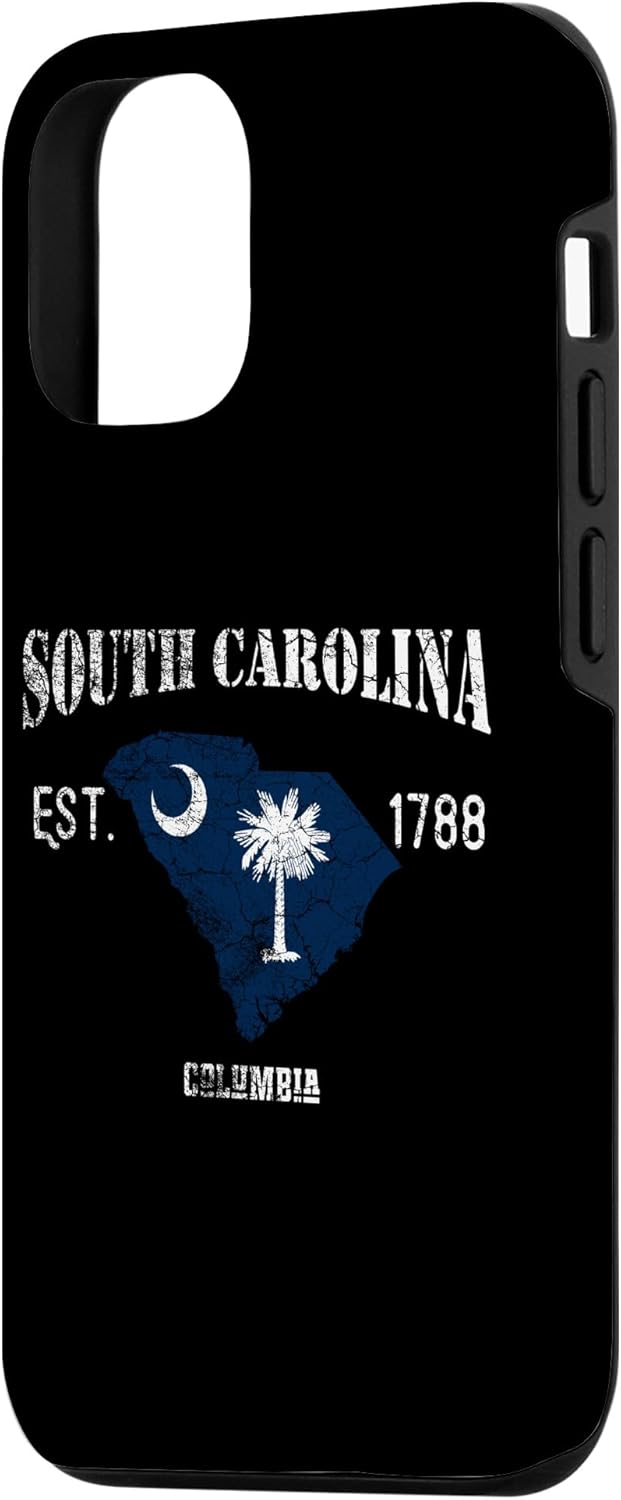 Funda para iPhone 13 Vintage South Carolina con bandera y mapa del estado de EE. UU., Columbia Tee Case
