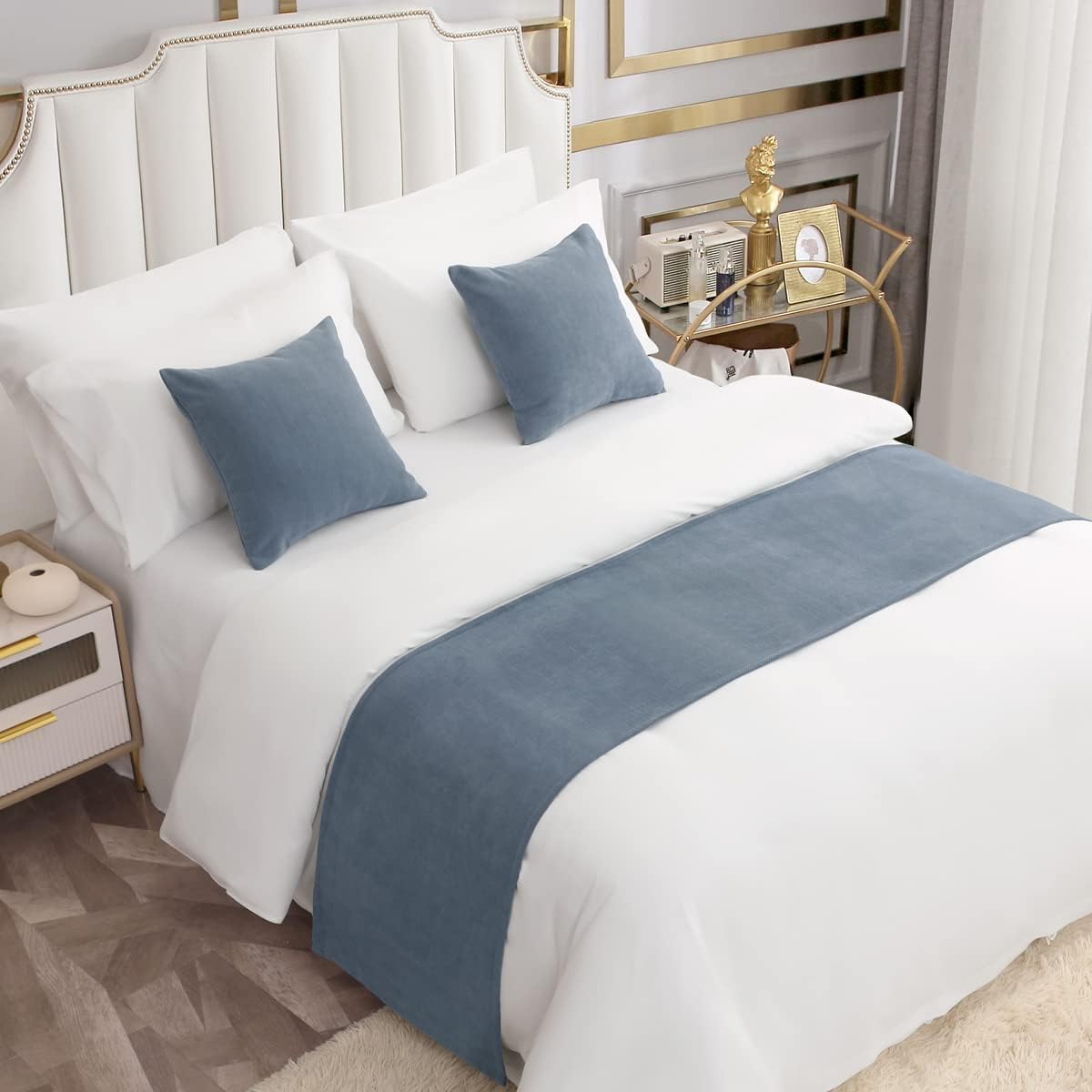 Pasador de cama de una sola capa de chenilla, bufandas de cama de estilo moderno para decoración del hogar y hotel