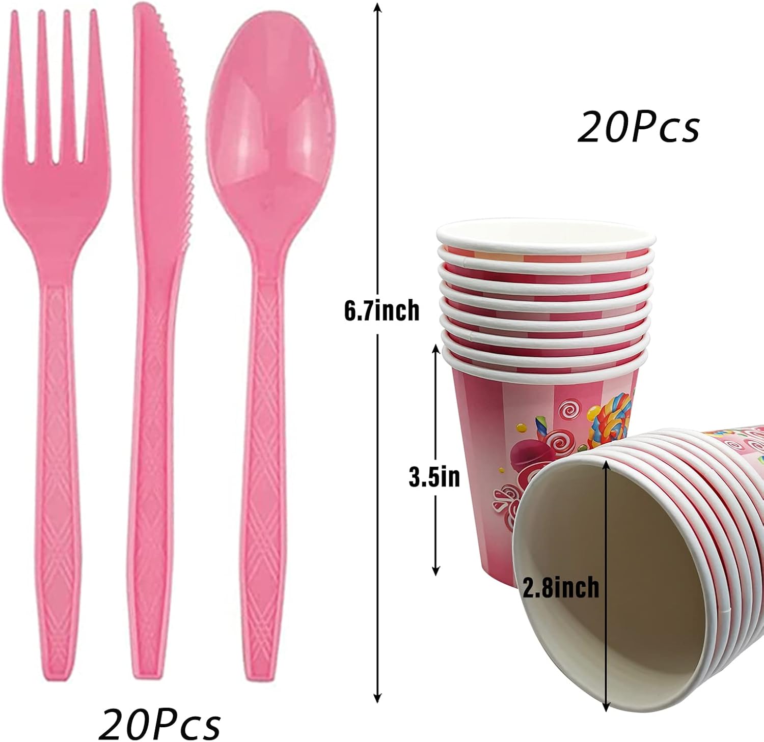 Rainmae Candyland Party Supplies – Juego de vajilla desechables con forma de dona, caramelos, servilletas, vasos, pancarta, para niñas, niños, baby