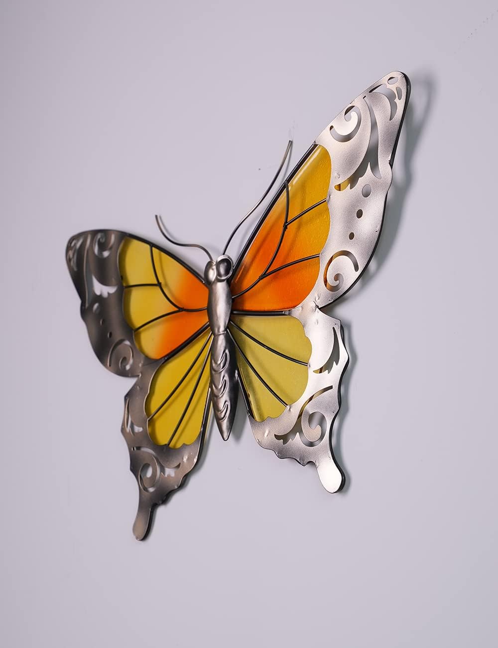 HONCOEN Escultura de pared de arte de metal, decoración de pared moderna, estatua de mariposa 3D, regalo para el hogar, manualidades de vitrales en