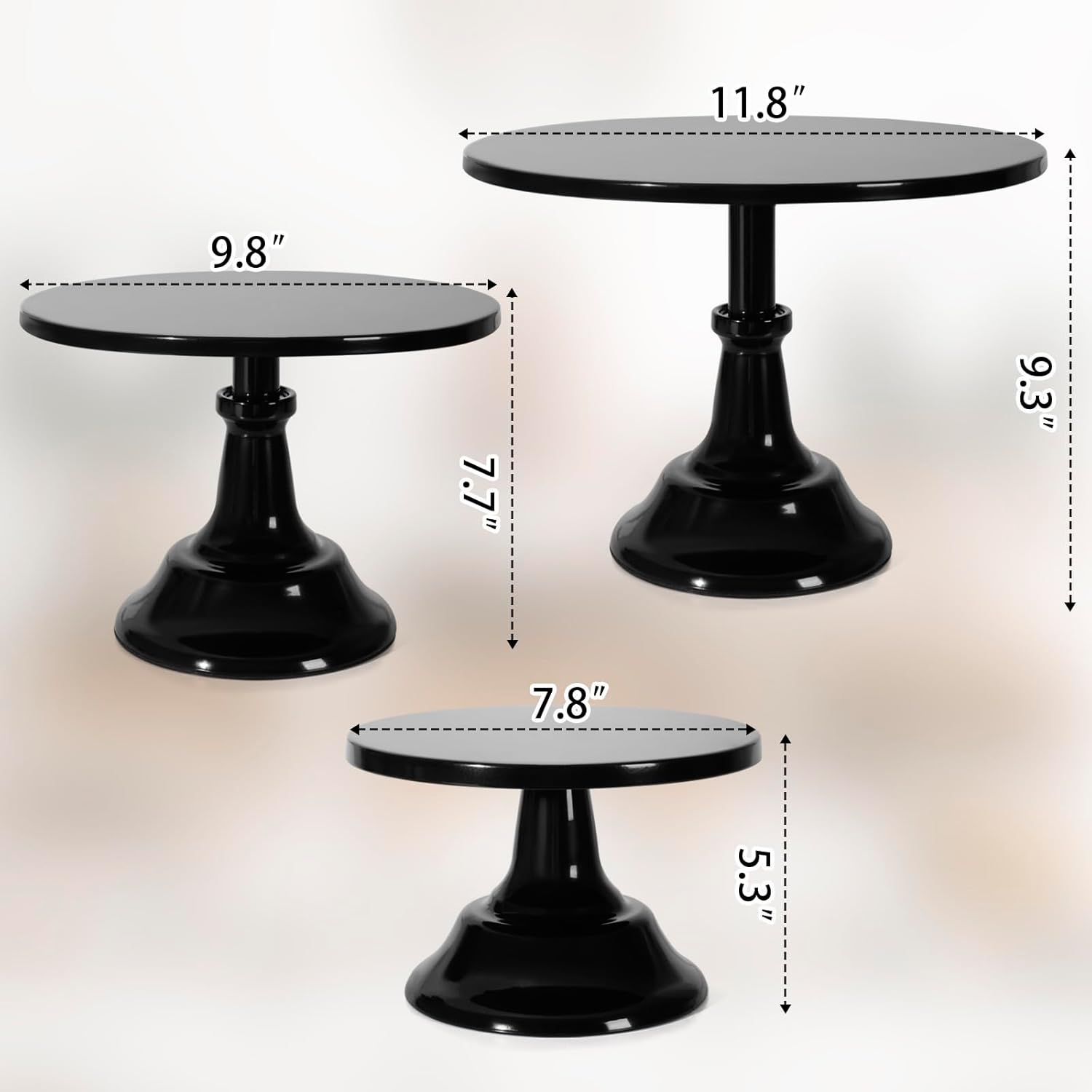 3 soportes para tartas, soporte redondo negro para cupcakes de 81012 pulgadas, soporte de exhibición de postres para cupcakes, plato para servir