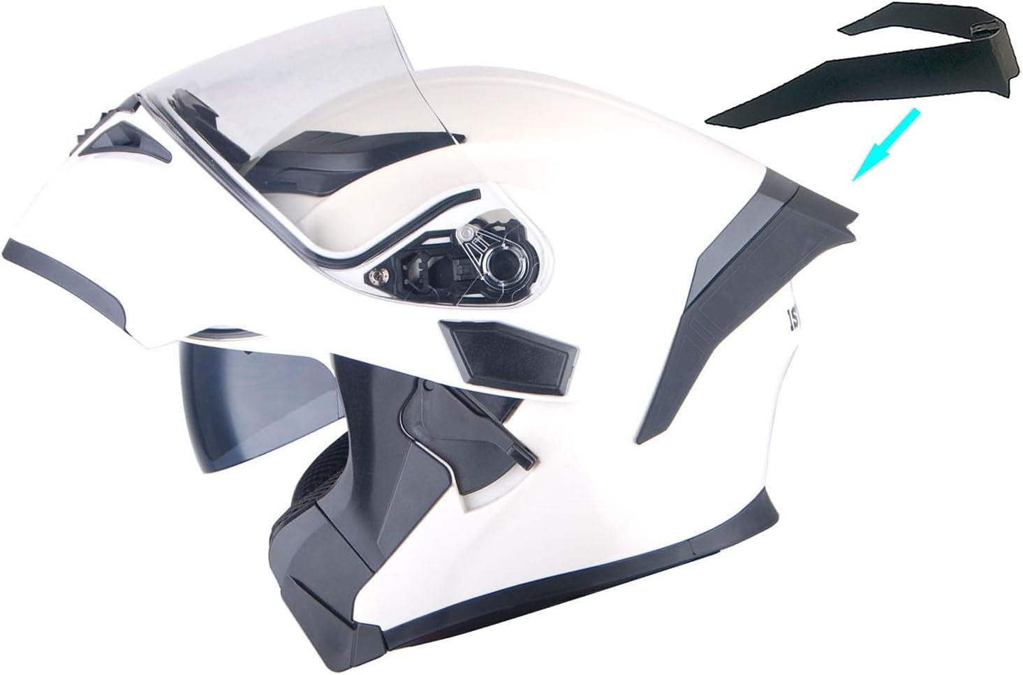 Casco modular de cara completa 1Storm para motocicleta, con doble visera abatible, protector solar HB89 Negro brillante, L, Blanco brillante