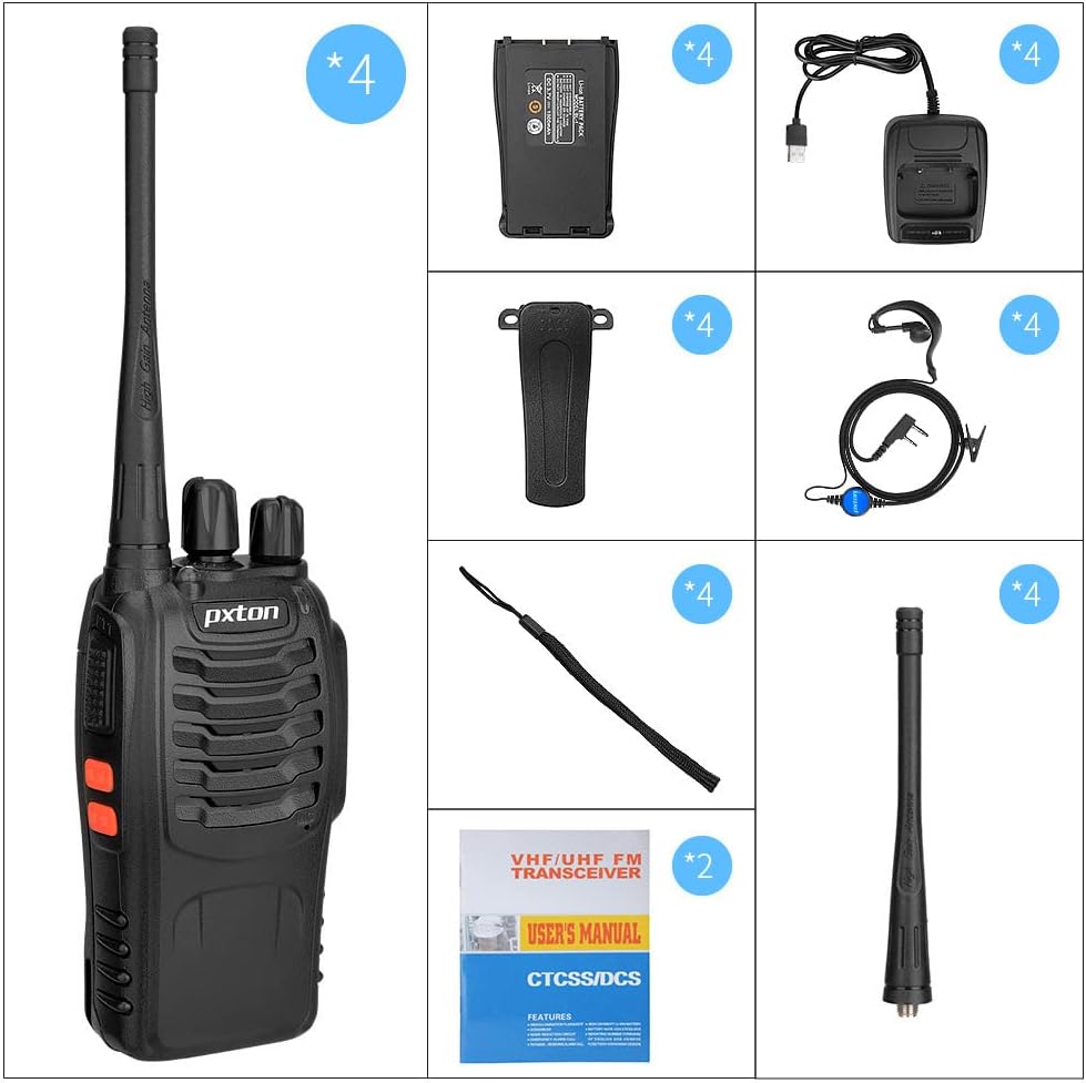 Walkie talkies recargables para adultos con auriculares mejorados y batería de iones de litio, radios bidireccionales con función VOXTOTalarma de