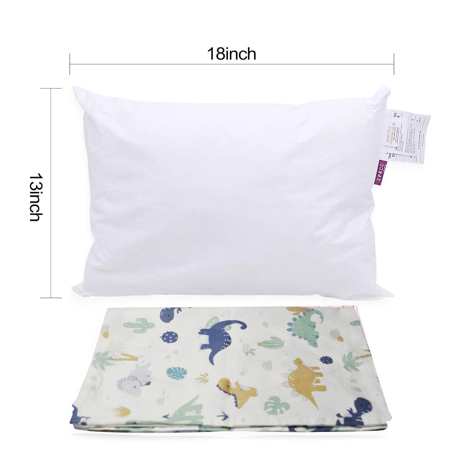 Almohada para niños pequeños con funda de almohada, almohadas orgánicas de 13 x 18 pulgadas para dormir, almohada suave y transpirable para niños