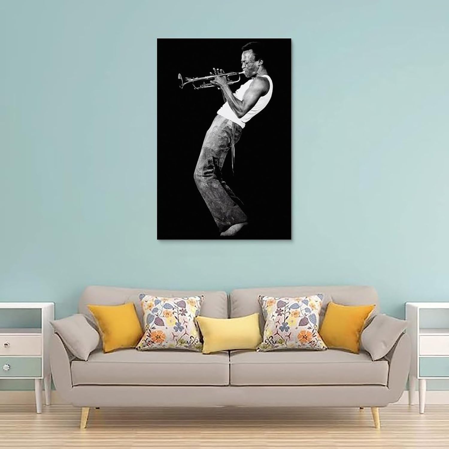 RJETZMU Miles Davis – Póster artístico, pintura artística para pared, lienzo para decoración de dormitorio, 12 x 18 pulgadas (11.8 x 17.7 in),