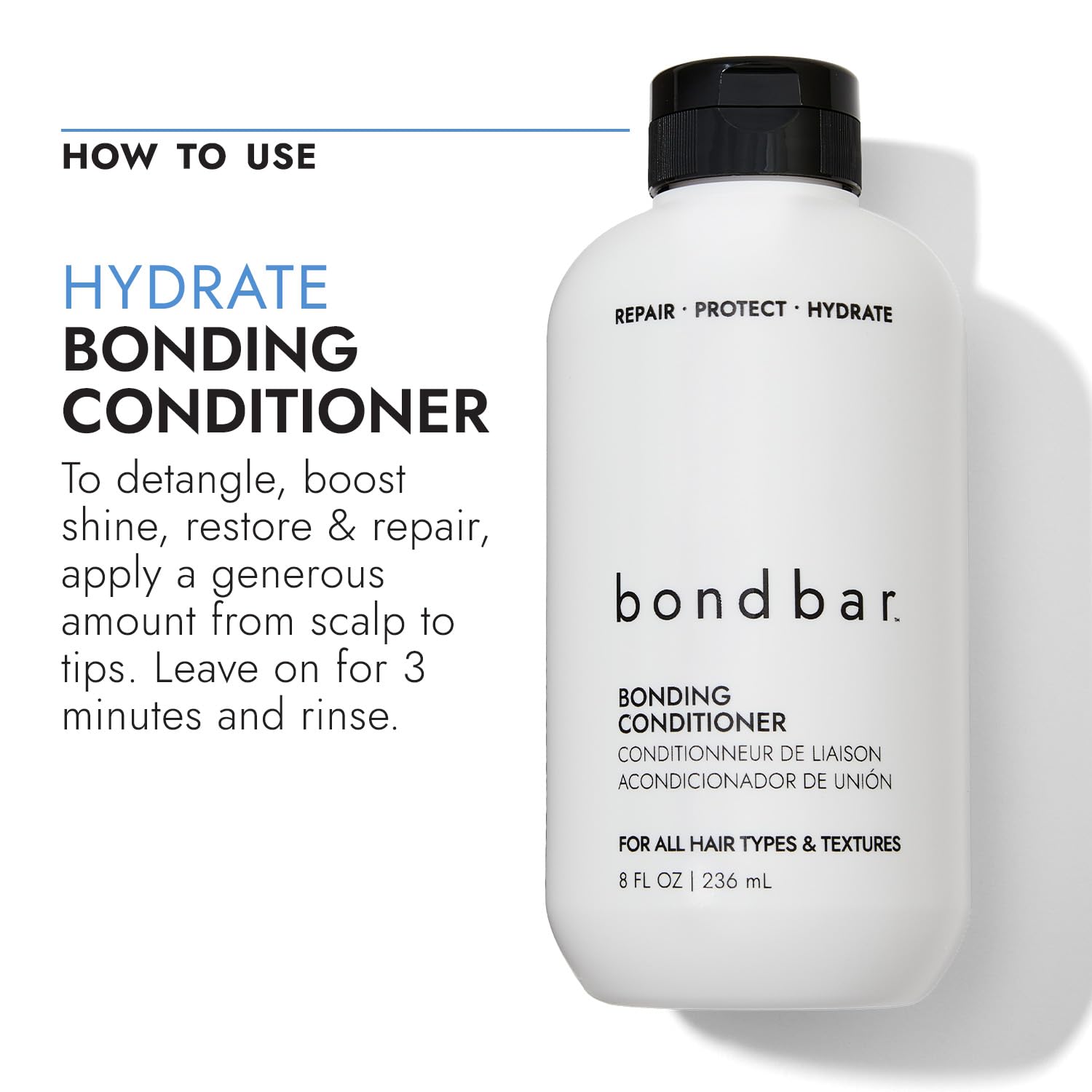 bondbar Champú y acondicionador reparador, protege, fortalece e hidrata todo tipo de cabello y texturas, evita que se vuele y encrespamiento, añade