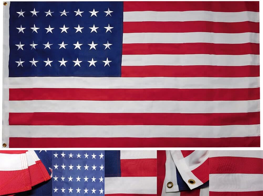 Premium 3X5 USA 28 Historical Nylon 600D 2-Ply Embroidered Flag