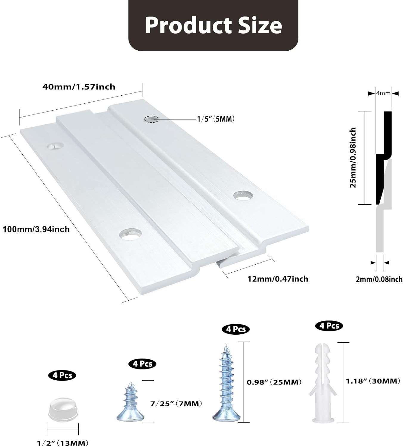 Colgador de fotos para tacos franceses de 4 pulgadas  2 pares  Percha de aluminio Z soporta 50 libras  Kit de accesorios de montaje de pared