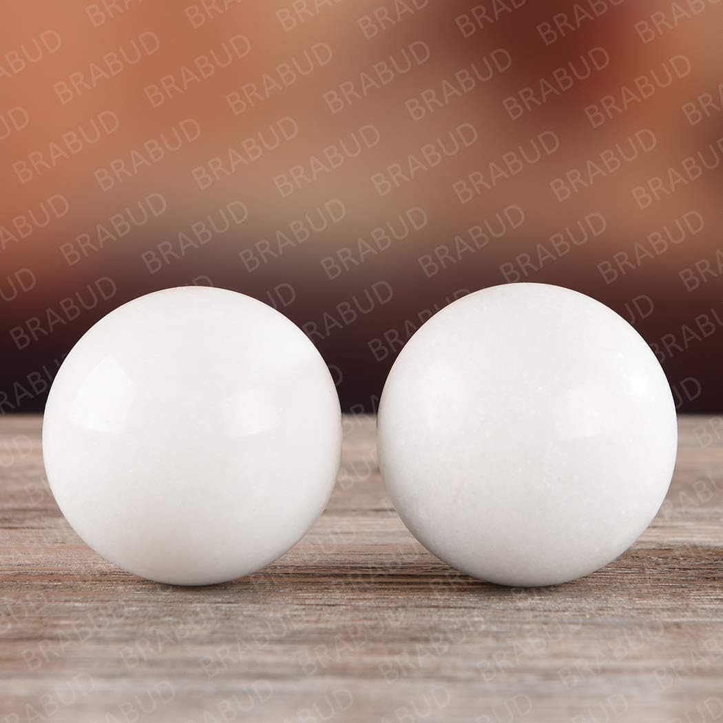 BRABUD 2.09 ” chino Baoding salud ejercicio bolas con bolsa mármol blanco mano bolas colección regalo TQZDBS034