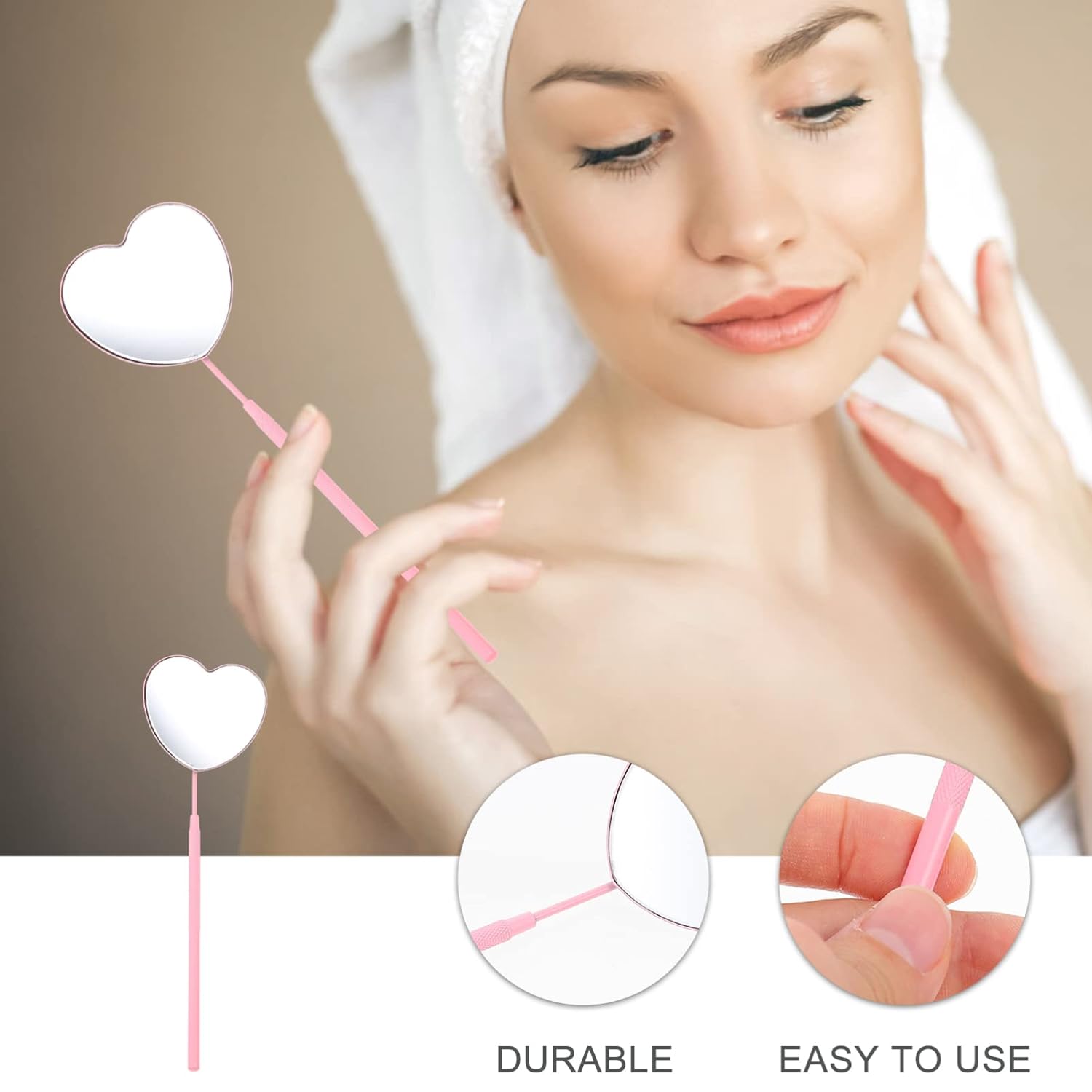 Beaupretty Suministros para técnicos de pestañas, suministros para extensiones de pestañas, espejo de pestañas, asidero, espejo de pestañas, forma