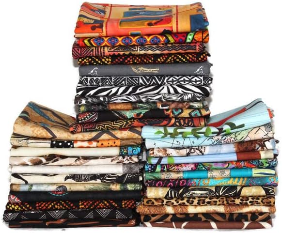 Paquete de 10 cuartos de grasa  África africana Fat Quarter Bundle Animales, Leones, Jirafa, cebra, rinoceronte, geométrico, safari, estampados