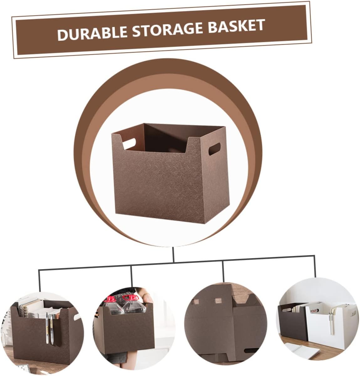 EXCEART Caja de almacenamiento de 4 piezas, organizador de archivos, cestas plegables para estantes de escritorio, organizador de oficina, cesta