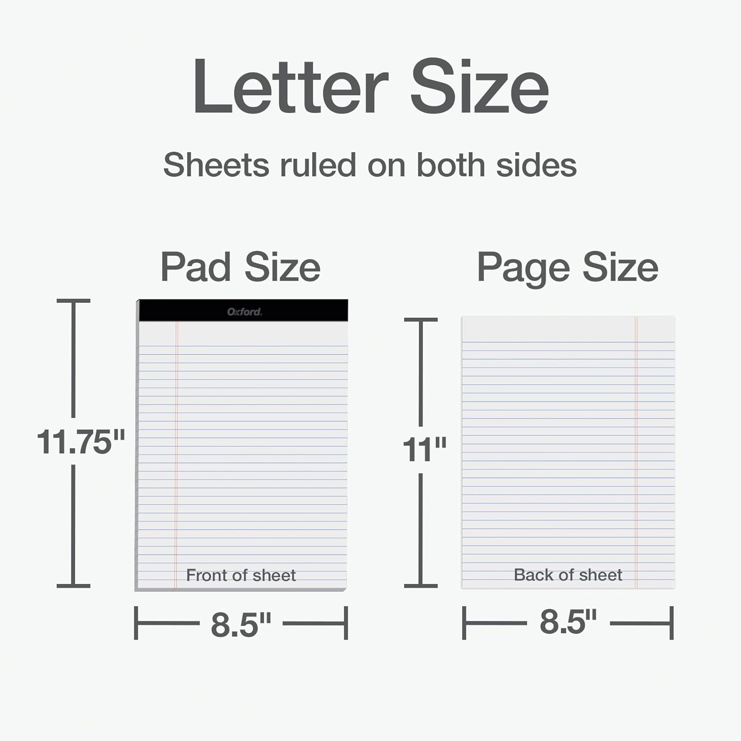 Oxford Bloc de notas legales de 8.5 x 11, paquete de 12, rayas anchas, papel blanco, 50 hojas por bloc de escritura, fabricado en los Estados Unidos