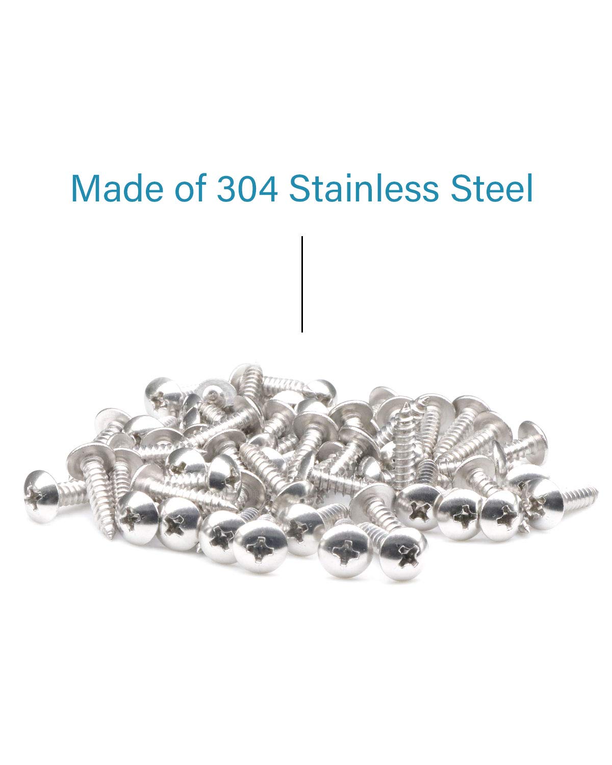 100 tornillos para madera con cabeza Phillips inoxidable 304 de truss #8 x 34 “(20mm)
