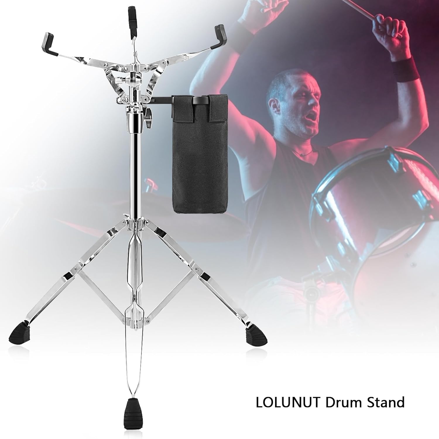 Soporte de batería con soporte para baquetas, soporte de tambor de práctica ajustable para almohadilla de tambor de 10 a 14 pulgadas, altura